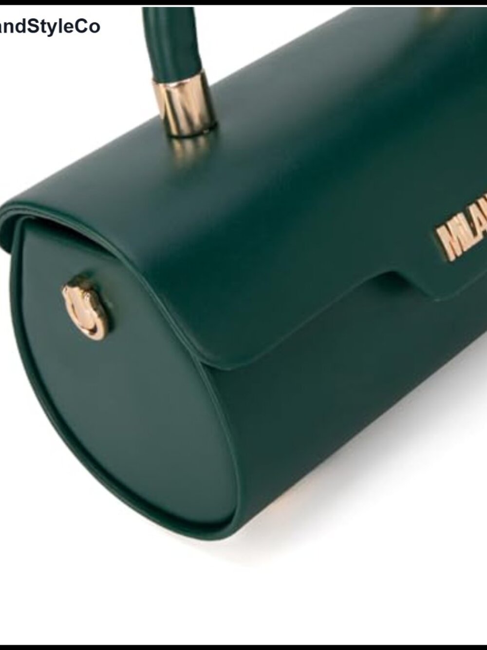 Vegan Leather Mini Barrel Top Handle Bag with Detachable Crossbody Strap - Picture 3 of 6